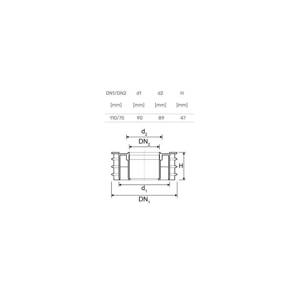 Vidinė movinė jungtis vidaus kanalizacijai Magnaplast HTplus, 75 mm x 110 mm