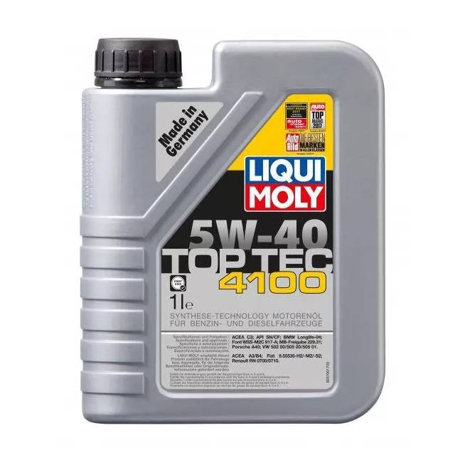 Variklių alyva Liqui Moly 4100 TOP-TEC 5W - 40, sintetinis, lengviesiems automobiliams, 1 l