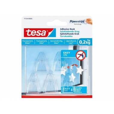 Drabužių kabliukas Tesa Powerstrips, 5 vnt., skaidri