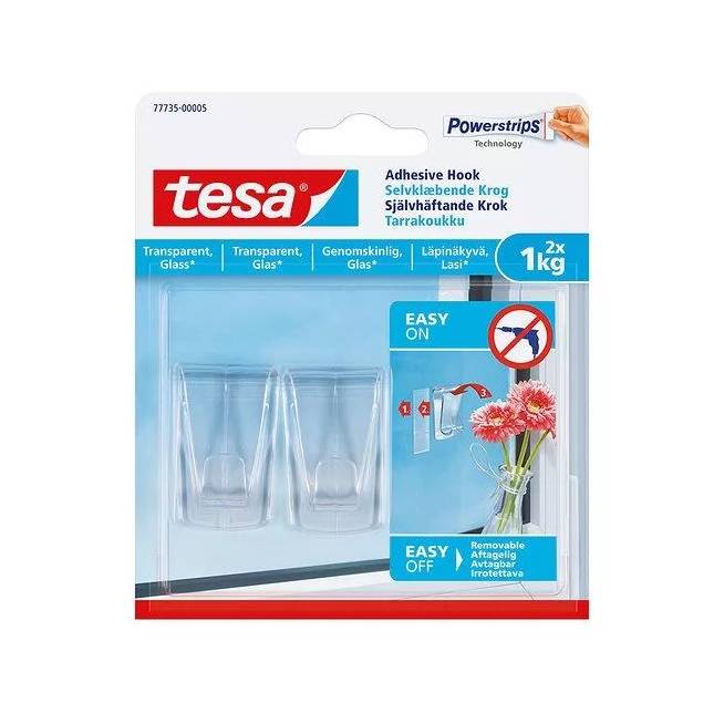 Drabužių kabliukas Tesa Powerstrips, 2 vnt., skaidri