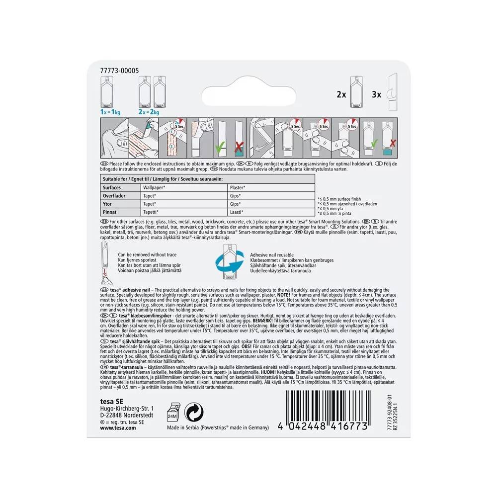 Kabliukai rėmeliui pakabinti Tesa Powerstrips, 2 vnt., balta