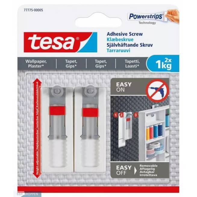 Kabliukai rėmeliui pakabinti Tesa Powerstrips, 2 vnt., balta/pilka