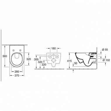 Unitazas, pakabinamas Villeroy & Boch Subway 2.0, 560 mm x 370 mm