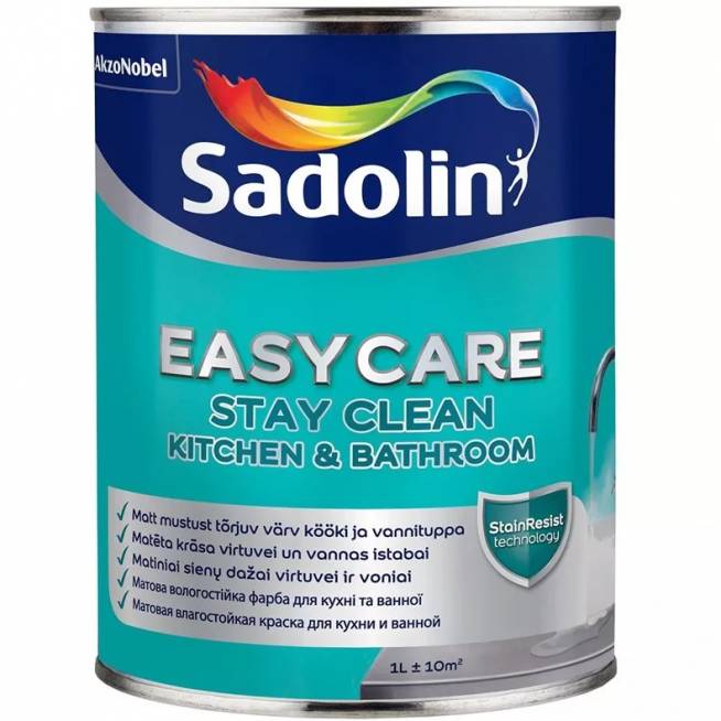 Dažai Sadolin Easycare Kitchen & Bathroom, balta, 1 l