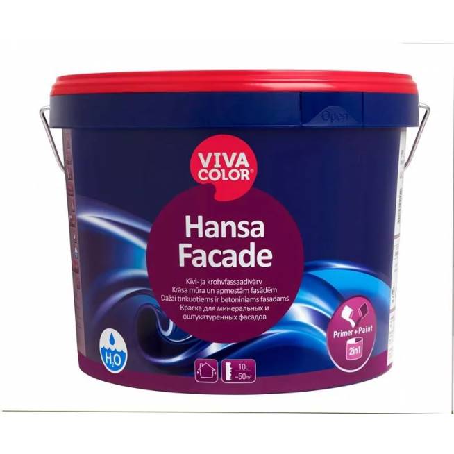 Tinkuotų ir mūrinių fasadų dažai Vivacolor Hansa Facade, balta, 9 l