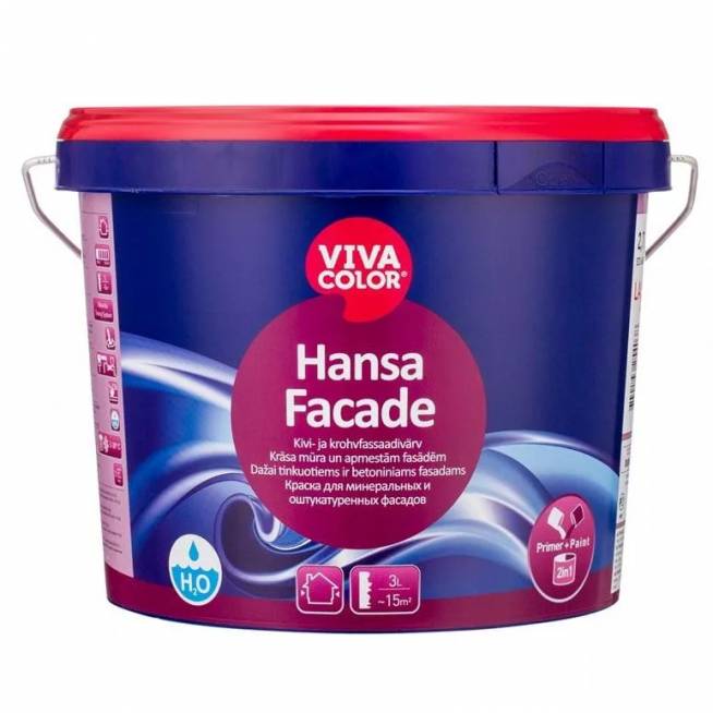 Tinkuotų ir mūrinių fasadų dažai Vivacolor Hansa Facade, balta, 2.7 l