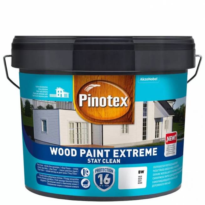 Medinių fasadų dažai Pinotex Wood Paint Extreme, balta, 10 l