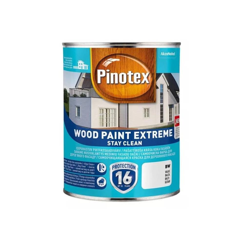 Medinių fasadų dažai Pinotex Wood Paint Extreme, balta, 2.5 l