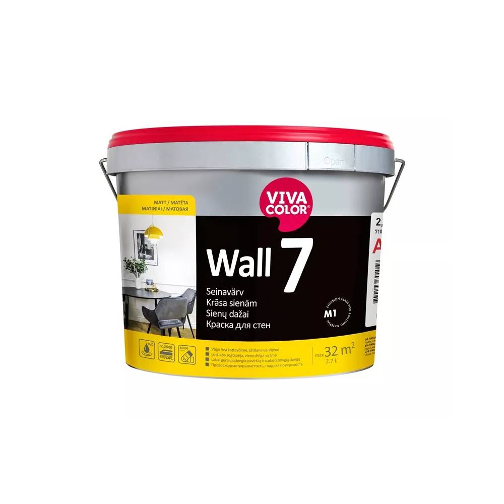 Sienų dažai Vivacolor Wall 7, balta, 2.7 l