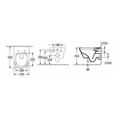 Pakabinamas unitazas, Villeroy & Boch 4675R001, 530x330mm