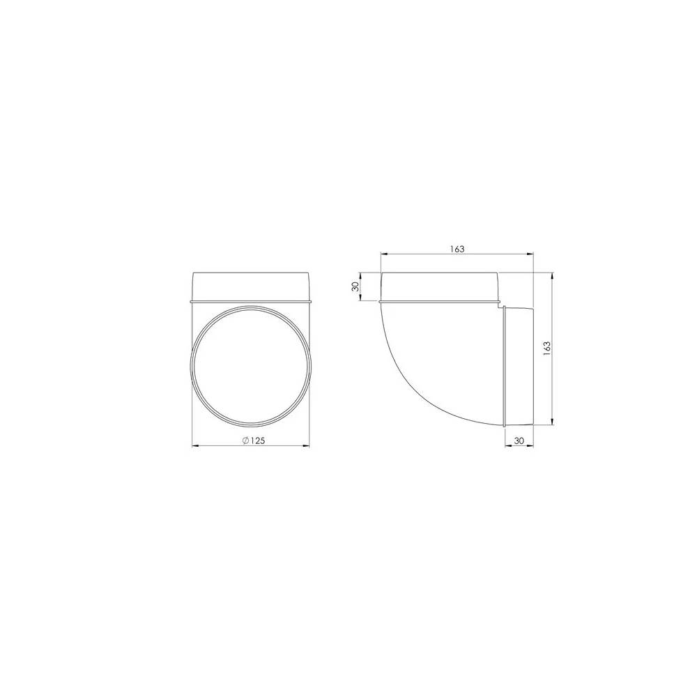 Alkūnė Europlast AL125-90, 90 °, 125 mm