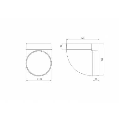 Alkūnė Europlast AL125-90, 90 °, 125 mm