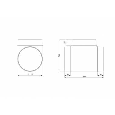 Trišakis Europlast D125, 90 °, 125 mm