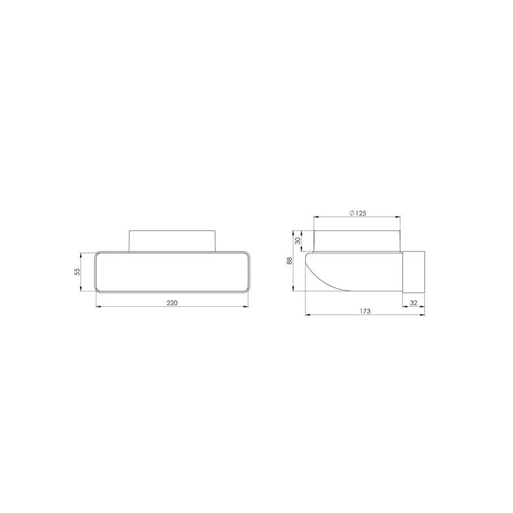 Alkūnė Europlast KLD25-125, 90 °, 125 mm