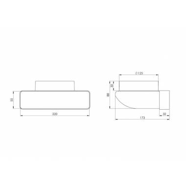 Alkūnė Europlast KLD25-125, 90 °, 125 mm