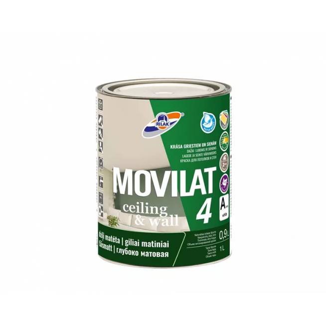 Dispersiniai dažai Rilak Movilat 4, balta, 0.9 l