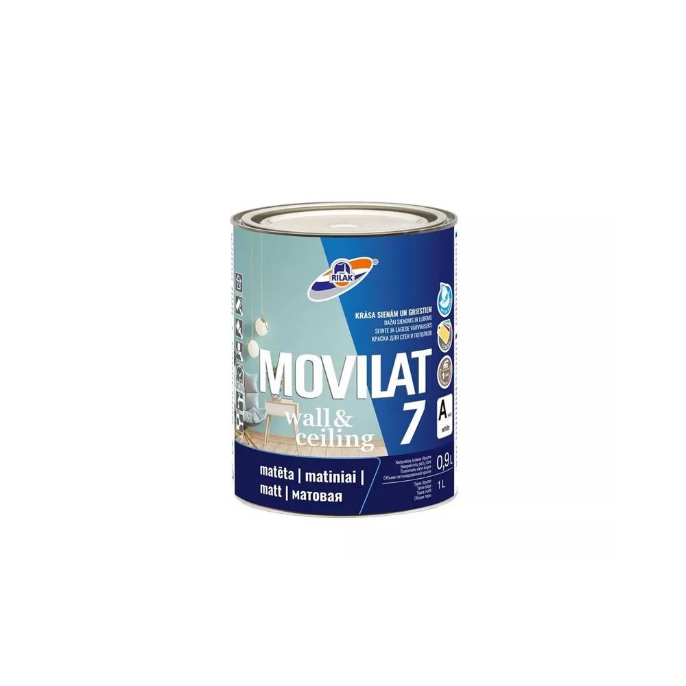 Dispersiniai dažai Rilak Movilat 7, balta, 0.9 l