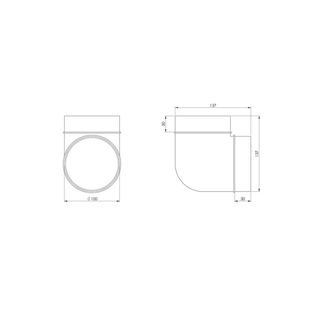 Alkūnė Europlast AL100-90, 90 °, 100 mm