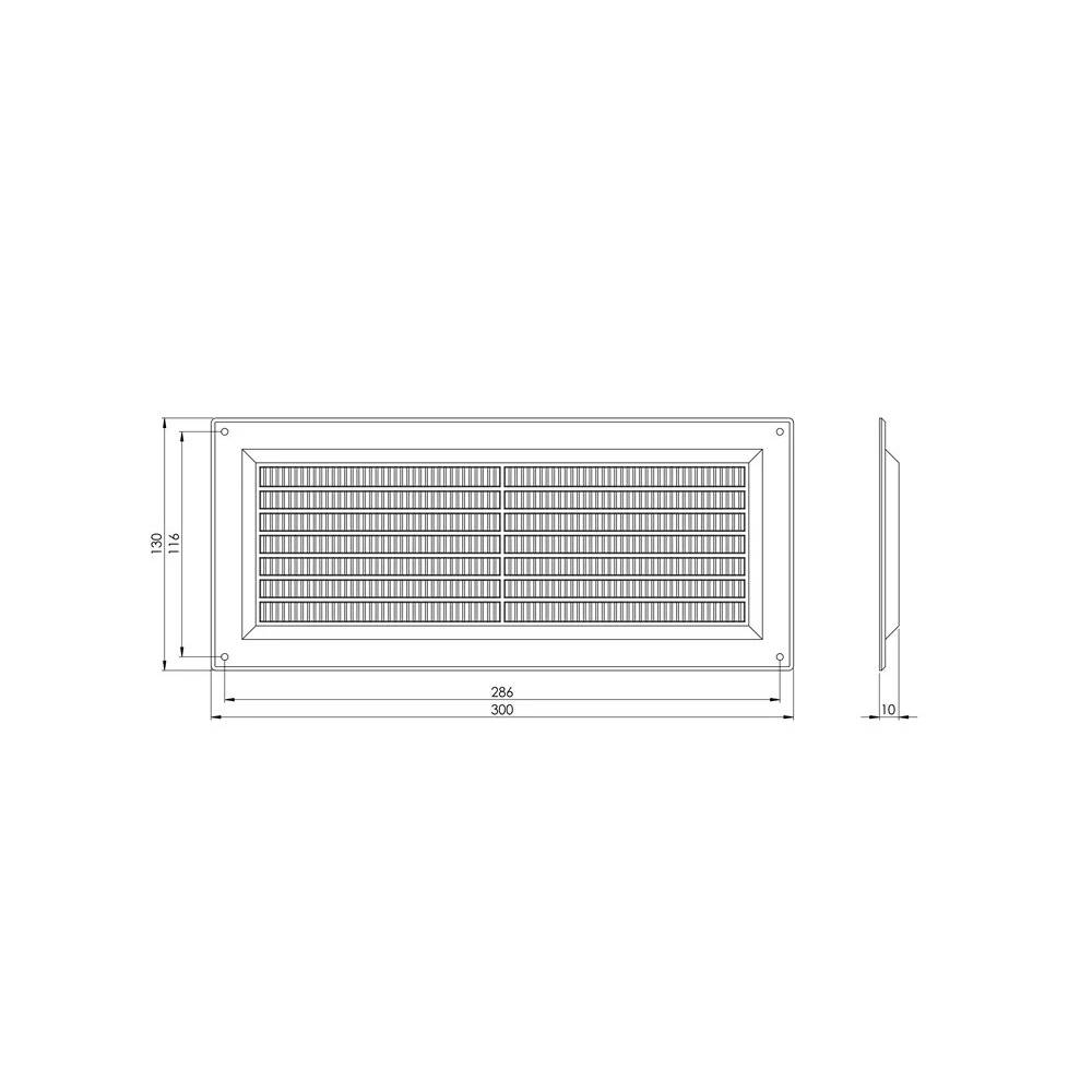 Ventiliacijos grotelės Europlast VR1330, plastikas, 10 mm x 130 mm