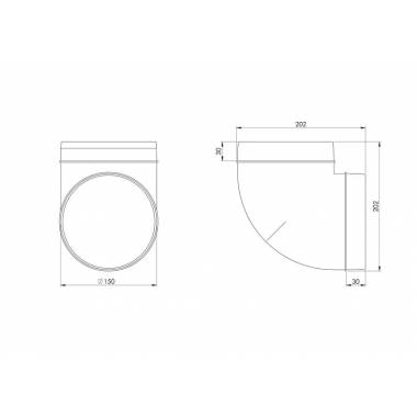 Ventiliacijos alkūnė Europlast AL150-90, 90 °, 150 mm