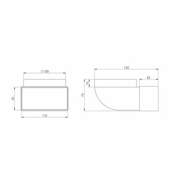 Alkūnė Europlast KLD 110 x 55 mm-100 mm, 90 °, 100 mm