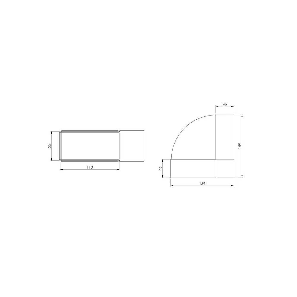 Alkūnė Europlast KLH 110 x 55 mm, 90 °