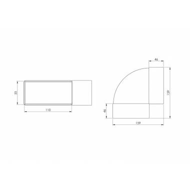 Alkūnė Europlast KLH 110 x 55 mm, 90 °