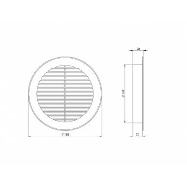 Ventiliacijos grotelės Europlast VR150B, plastikas, 150 mm