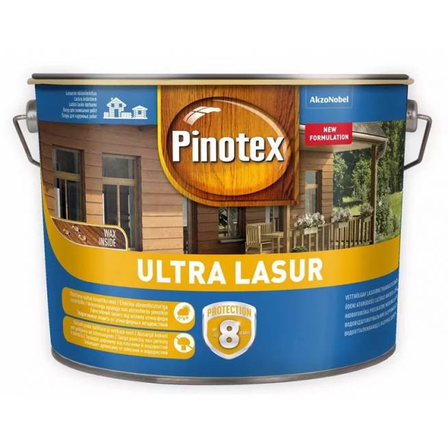 Impregnantas Pinotex Ultra Lasur, gelsva/puriena, 10 l