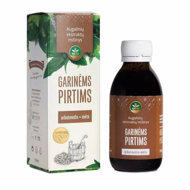 Ekstraktas garinėms pirtims su arbatmedžio ir mėtų eteriniais aliejais MĖTA, 150ml