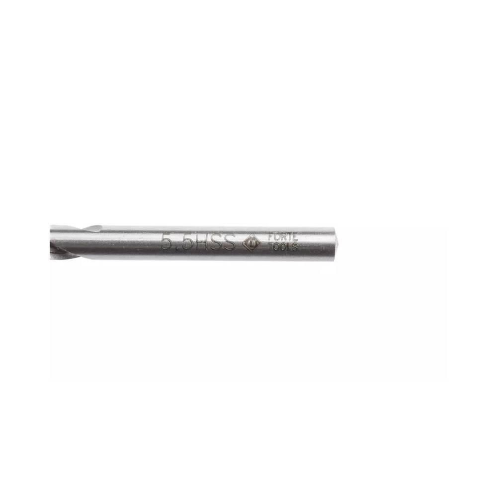 Grąžtas Forte Tools, metalas/plienui/ketui, hss, tiesus, 5.5 mm x 9.3 cm