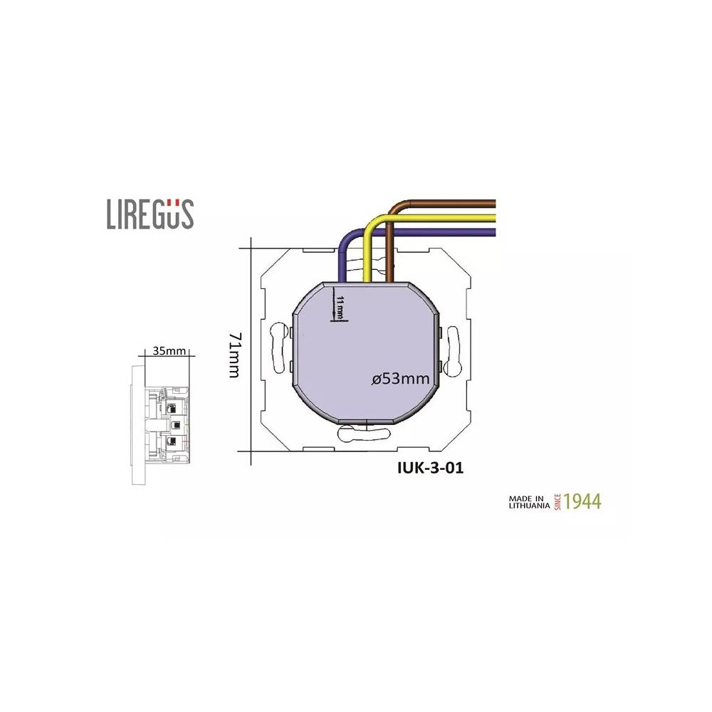 Kištukinis lizdas Liregus Epsilon IUK-3-01.E/MT, su įžeminimu, metalo