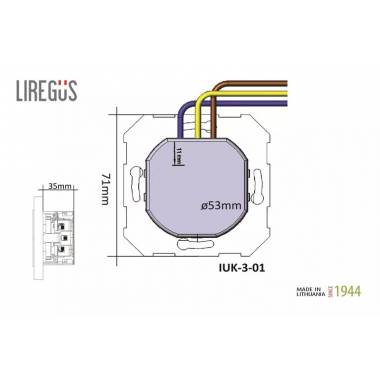 Kištukinis lizdas Liregus Epsilon IUK-3-01.E/MT, su įžeminimu, metalo