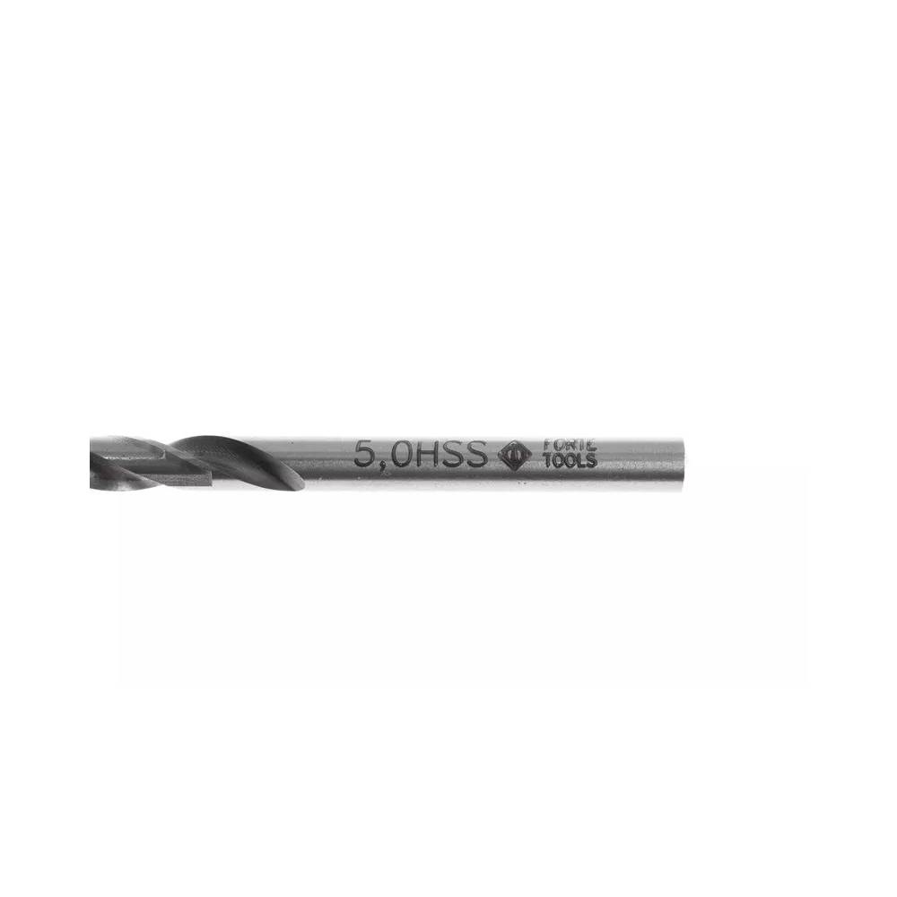 Grąžtas Forte Tools, metalas/plienui/ketui, hss, tiesus, 5 mm x 8.6 cm