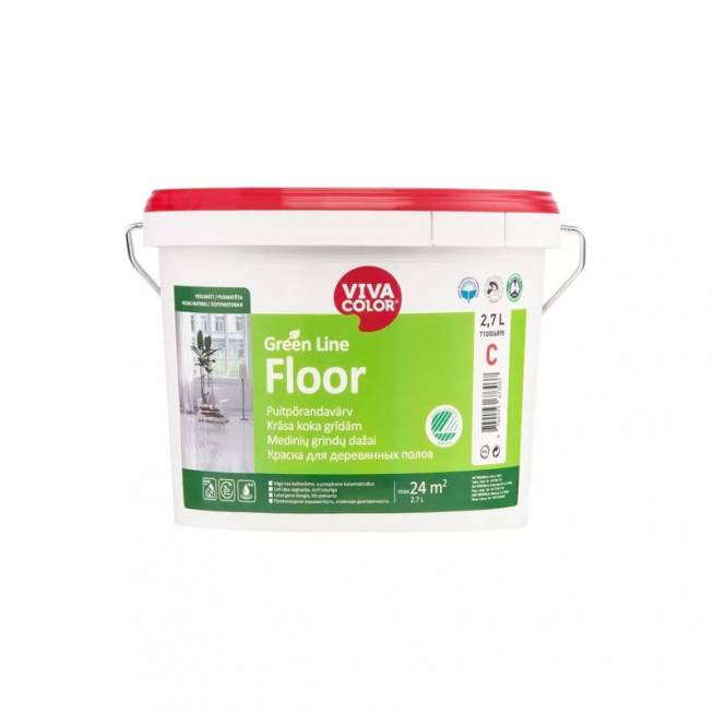 Dažai Vivacolor Green Line Floor, balta, 2.7 l