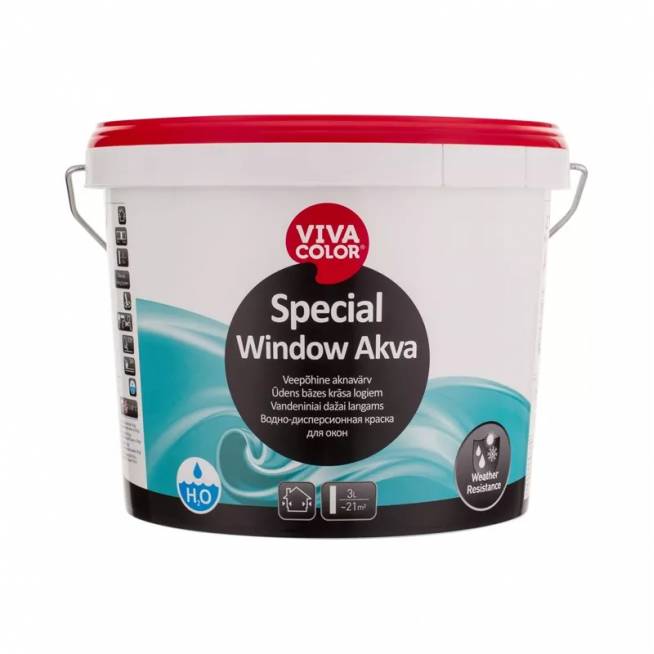 Emaliniai dažai Vivacolor Special Window Akva, pusiau blizgus, 2.7 l, balta