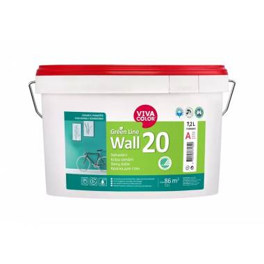 Sienų dažai Vivacolor Green Line Wall 20, balta, 7.2 l