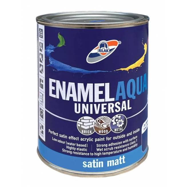 Emaliniai dažai Rilak Enamel Aqua Mat, A, satino, 0.9 l, balta