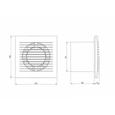 Ventiliatorius buitinis Europlast EE100TA, su laikmačiu, 10 cm