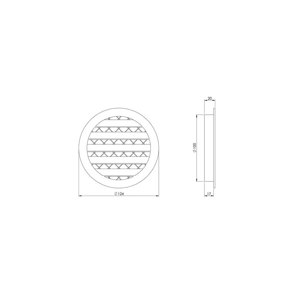 Ventiliacijos grotelės Europlast MRA100M, aliuminis, 100 mm