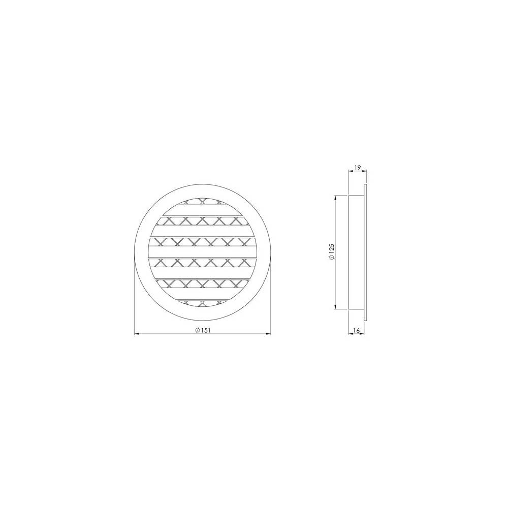 Ventiliacijos grotelės Europlast MRA125M, aliuminis, 125 mm