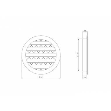 Ventiliacijos grotelės Europlast MRA125M, aliuminis, 125 mm