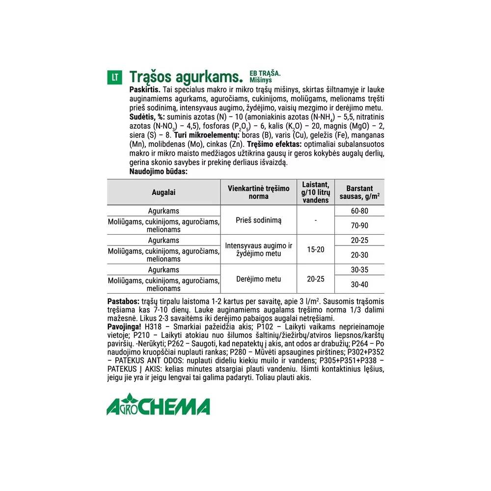 Trąšos agurkams Agrochema, birios, 1 kg