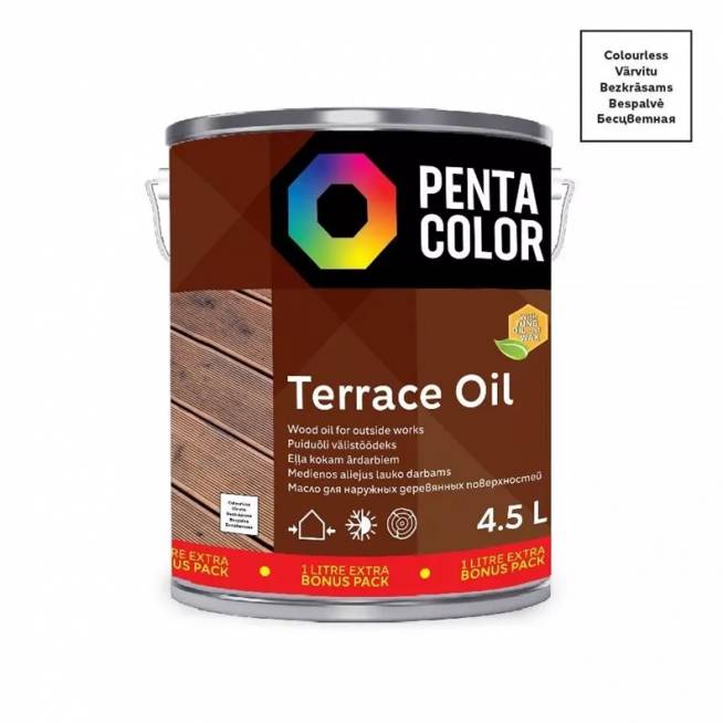 Terasų aliejus Pentacolor Terrace Oil, skaidri, 4.5 l