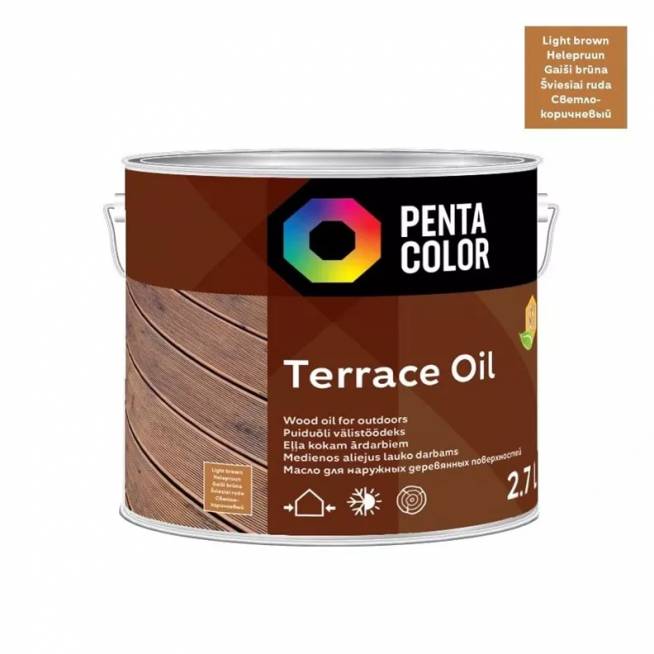 Terasų aliejus Pentacolor Terrace Oil, šviesiai ruda, 2.7 l