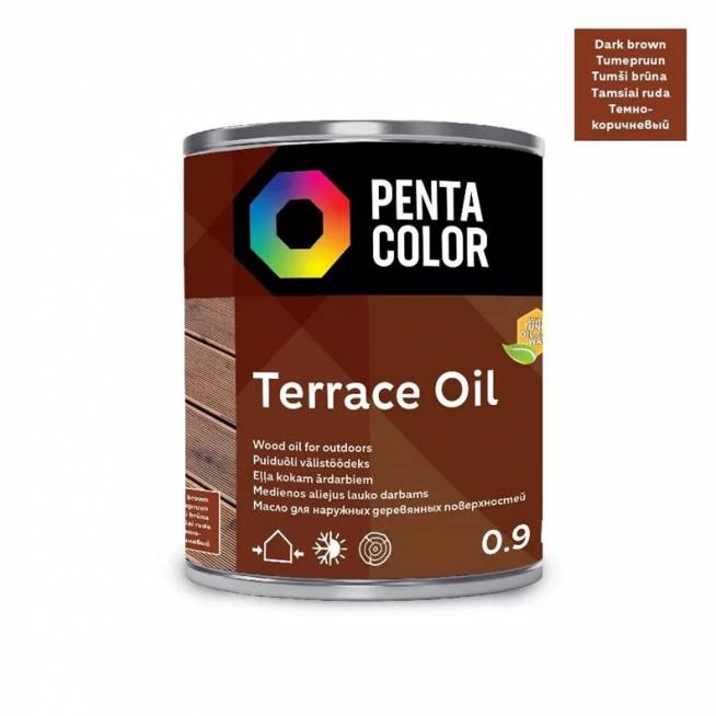 Terasų aliejus Pentacolor Terrace Oil, tamsiai ruda, 0.9 l