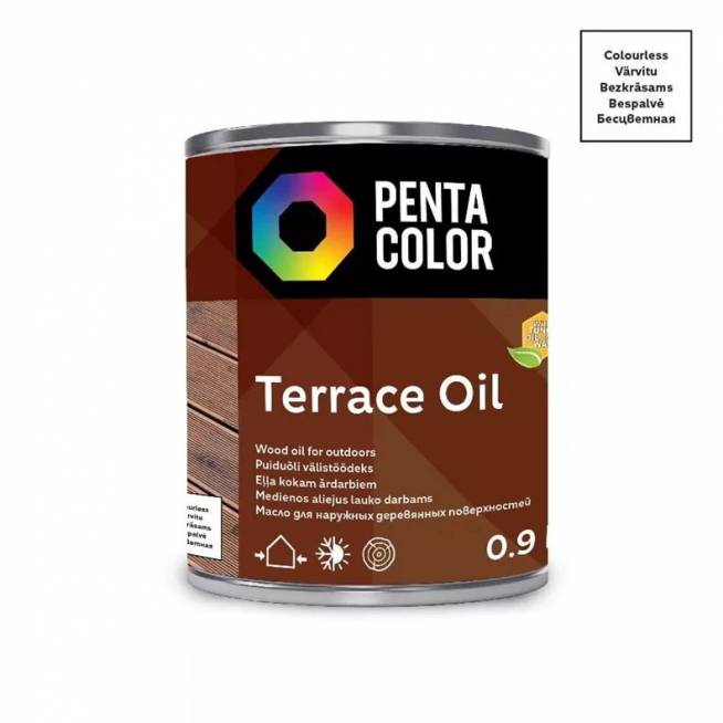 Terasų aliejus Pentacolor Terrace Oil, skaidri, 0.9 l