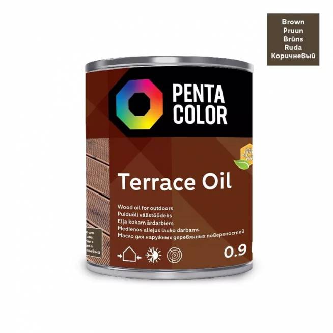 Terasų aliejus Pentacolor Terrace Oil, ruda, 0.9 l