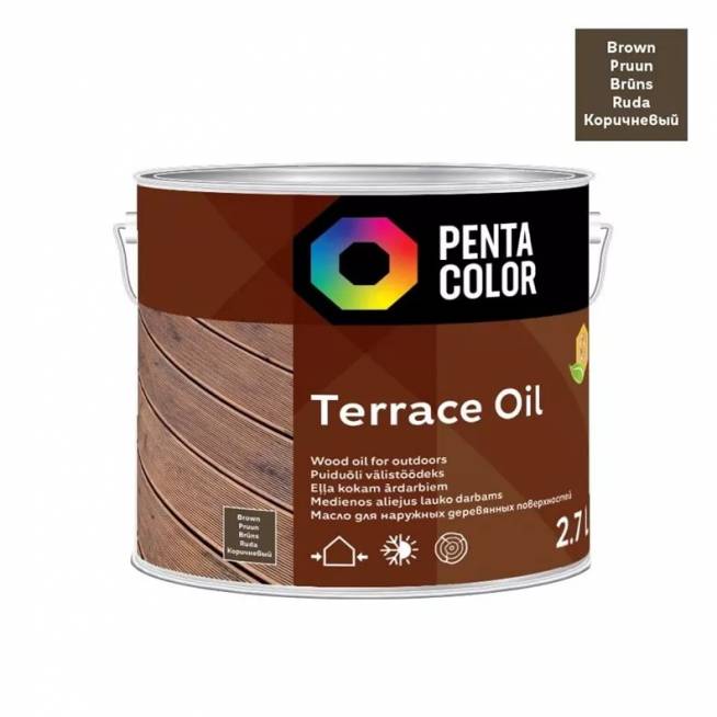 Terasų aliejus Pentacolor Terrace Oil, ruda, 2.7 l