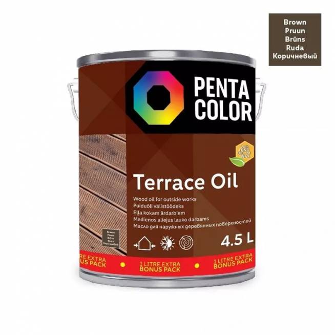 Terasų aliejus Pentacolor Terrace Oil, ruda, 4.5 l